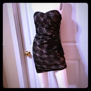 Lace nude jewel mini dress NWOT